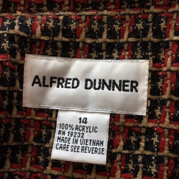 Vintage Alfred Dunner Womens Fall Blazer Jacket Size 14 Brown Red - Picture 8 of 8